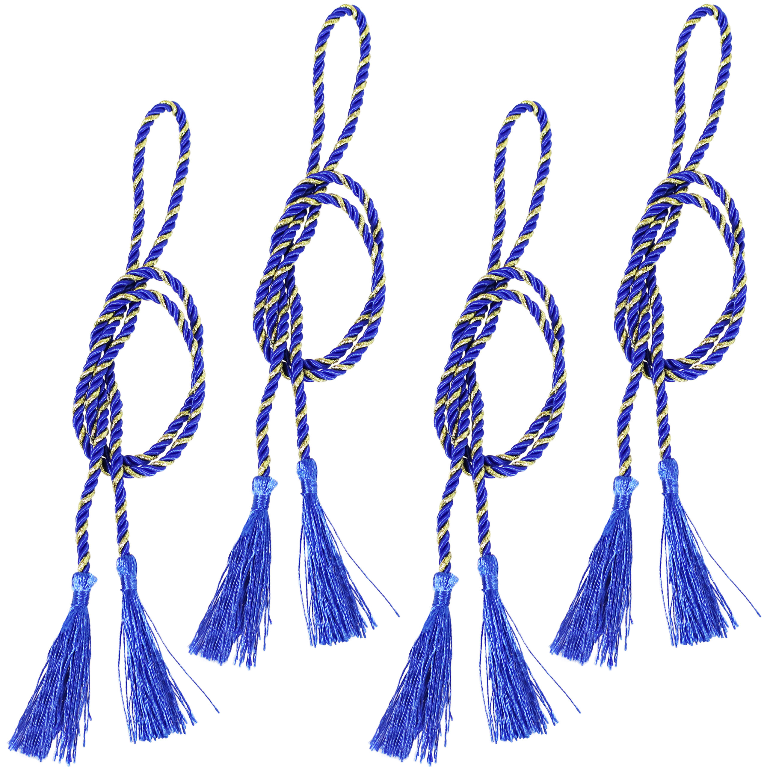 4 Rope Tiebacks with Tassels - Blue