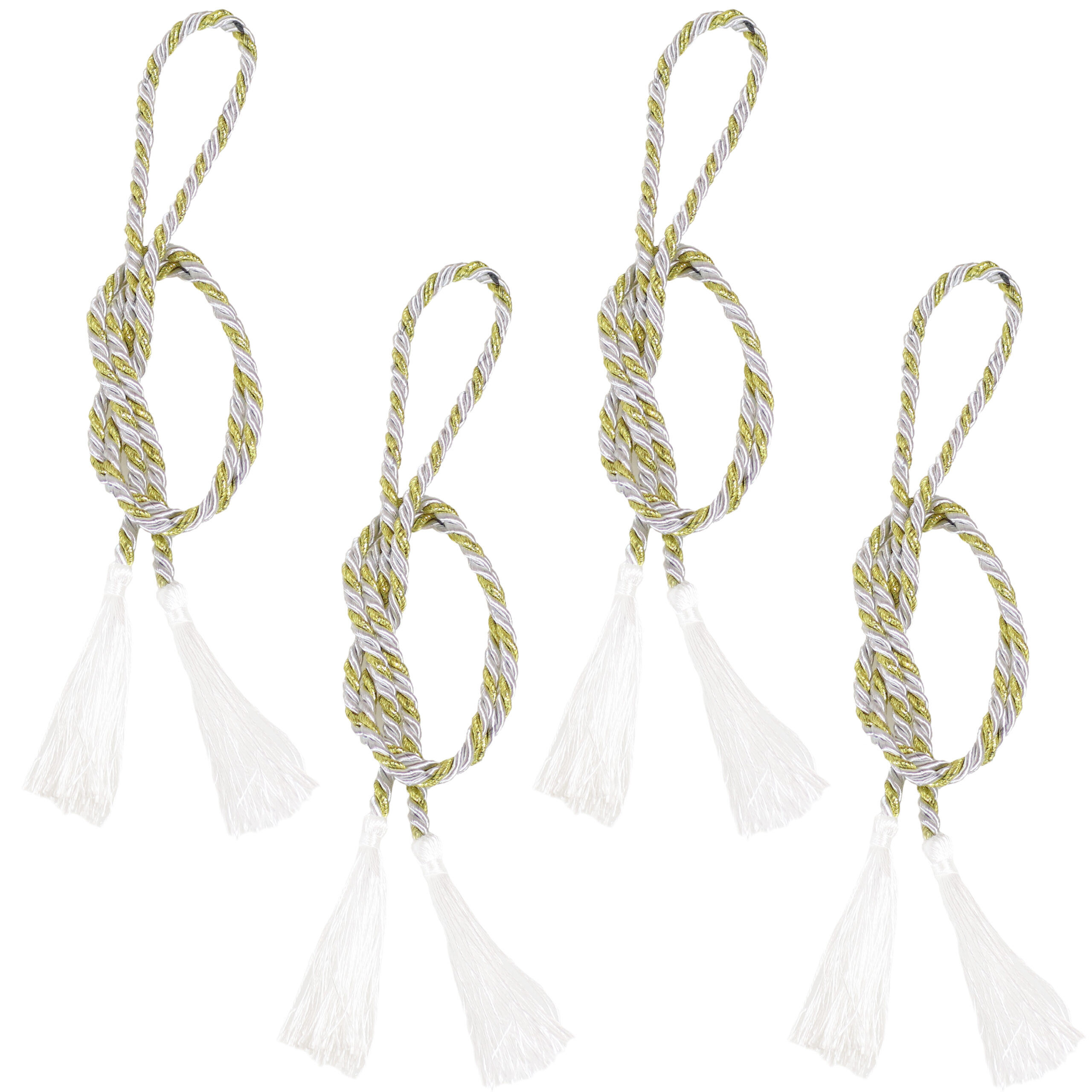 4 Rope Tiebacks with Tassels - Gold