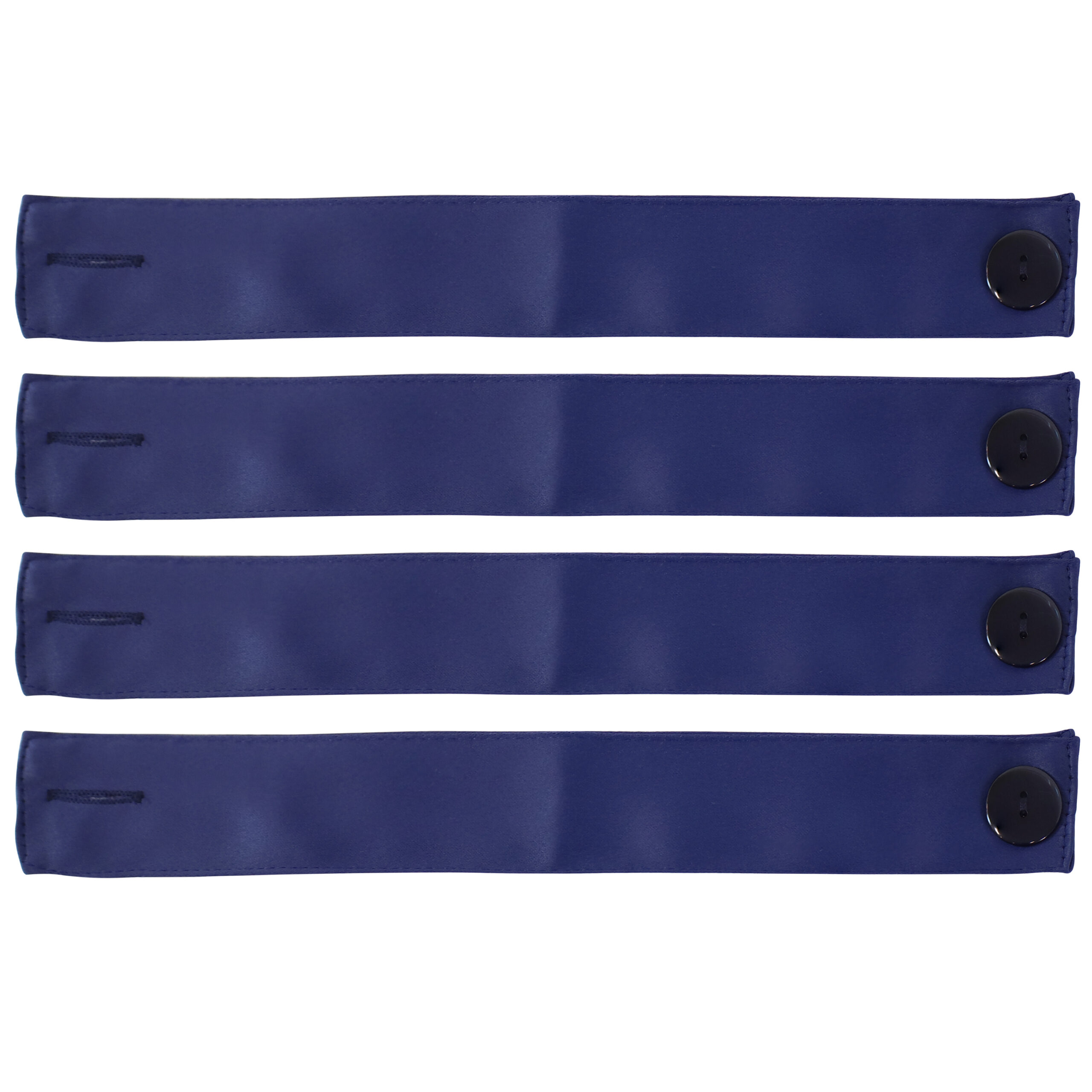 4 Blackout Fabric Curtain Tiebacks with Buttons - Blue