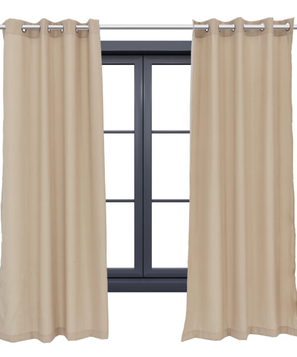 2 Indoor/Outdoor Curtain Panels with Grommet Top - 52 x 84 in (1.32 x 2.13 m) - Beige