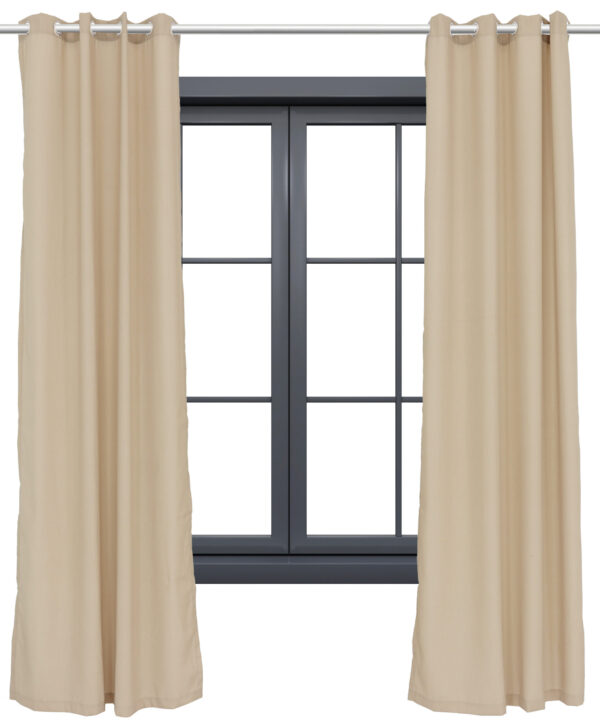 2 Indoor/Outdoor Curtain Panels with Grommet Top - 52 x 120  in (1.32 x 3 m) - Beige