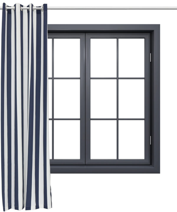 Indoor/Outdoor Curtain Panel with Grommet Top -  52 x 108 in (1.32 x 2.74 m) - Blue/White Stripe