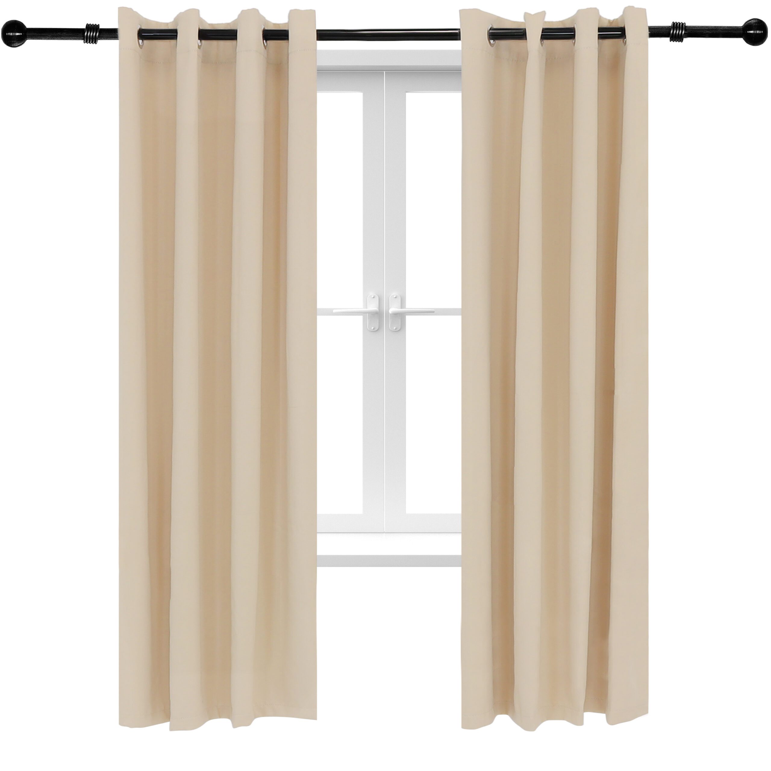 2 Indoor/Outdoor Blackout Curtain Panels with Grommet Top - 52 x 84 in (1.32 x 2.13 m) - Beige