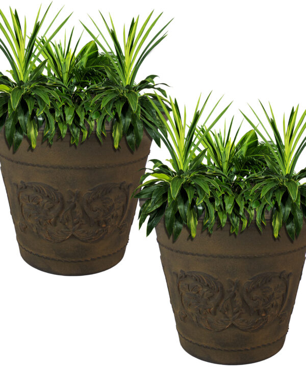 Sunnydaze Arabella Outdoor Flower Pot Planter  - Sable - 20-Inch - 2-Pack