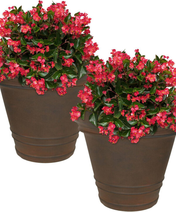 Sunnydaze Crozier Outdoor Flower Pot Planter - Rust - 16-Inch - 2-Pack