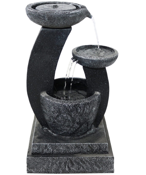 Sunnydaze Modern Cascading Bowls Solar Water Fountain with Battery Backup, 28 Inch Tall, No