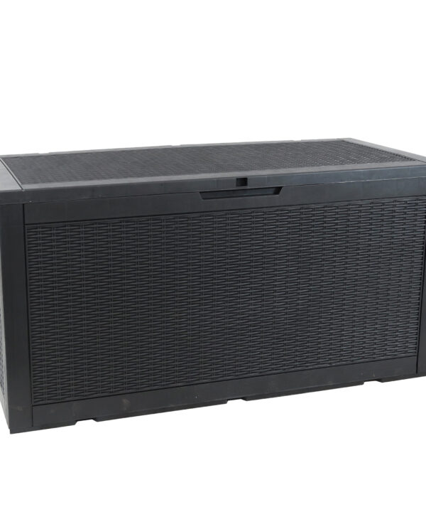 Faux Rattan Deck Box with Side Handles - Phantom Gray