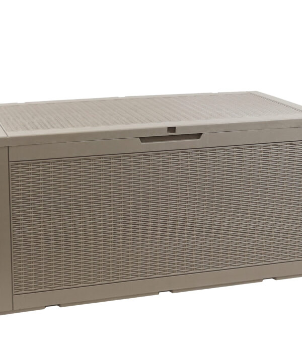 Faux Rattan Deck Box with Side Handles - Driftwood