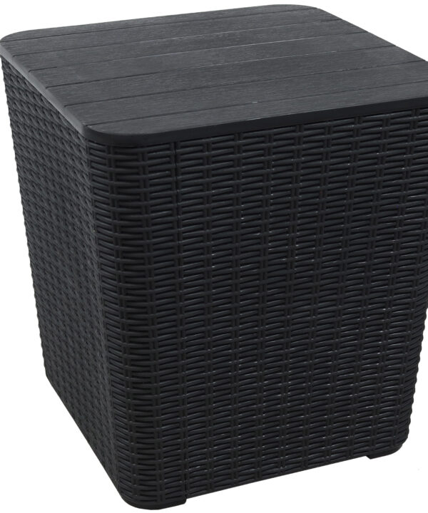 Rattan Design Outdoor Storage Box with Faux Wood Tabletop - Phantom Gray
