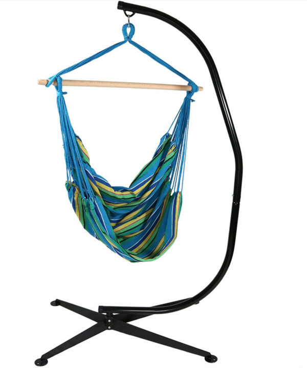 Sunnydaze Jumbo Extra Large Hammock Chair Swing, for Outdoor Use, Ocean Breeze, Hammock Swing with Stand