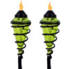 Sunnydaze 2-in-1 Swirling Metal Glass Outdoor Lawn Torch - Set of 2 - Green Sunnydaze 2-in-1 Swirling Metal Glass Outdoor Lawn Torch - Set of 2 - Green