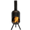 Sunnydaze Black Steel Outdoor Wood-Burning Backyard Chiminea Fire Pit - 5-Foot