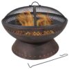 Sunnydaze Chalice Steel Fire Pit with Spark Screen - Copper Finish - 25-Inch