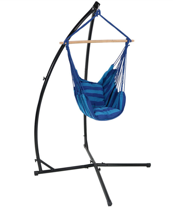 Sunnydaze Hanging Hammock Chair Swing and X-Stand Set, Outdoor Use, Max Weight: 250 pounds, Oasis