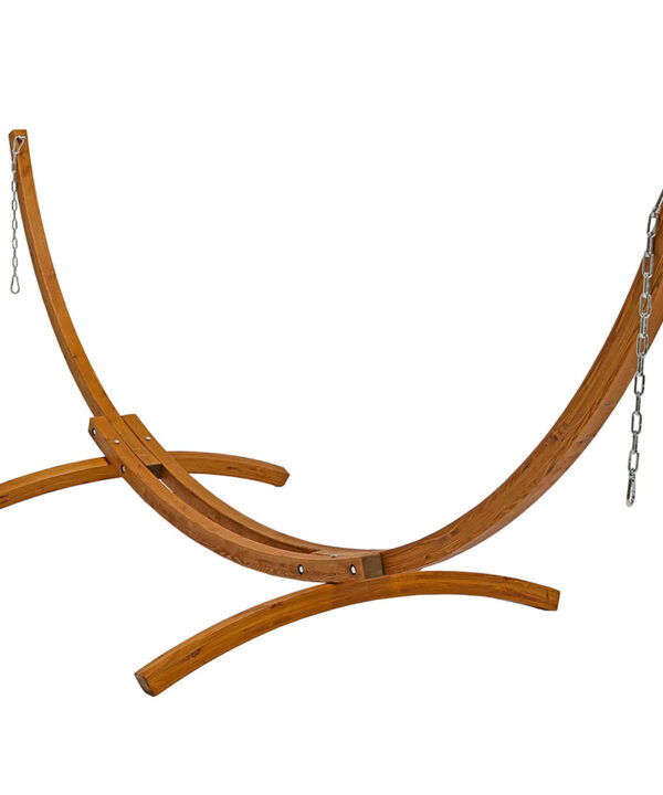 Sunnydaze Solid Wood Curved Arc Hammock Stand with Hooks and Chains, 2 Person, 400 Pound Capacity, 12' Wooden Hammock Stand
