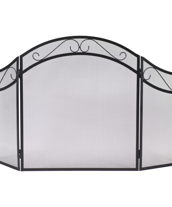 Steel Elegant Scroll 3-Panel Fireplace Screen