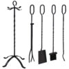 Steel 5-Piece Fireplace Tool Set with Stand