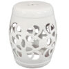 Sunnydaze Knotted Quatrefoil Decorative Ceramic Garden Stool - 18" - White