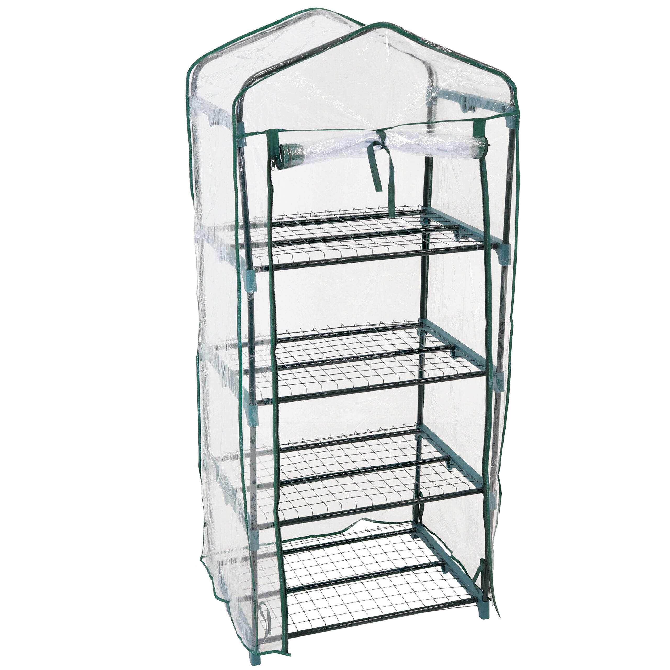 Sunnydaze Portable 4-Tier Mini Greenhouse for Outdoors - Clear