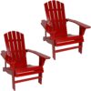 Sunnydaze Coastal Bliss Wooden Adirondack Chair - Set of 2 - Red Sunnydaze Coastal Bliss Wooden Adirondack Chair - Set of 2 - Red