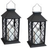 Sunnydaze Concord Outdoor Solar LED Candle Lantern - Set of 2 - Black - 11-Inch