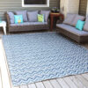 Sunnydaze Chevron Dreams Outdoor Patio Area Rug in Blue/Gray - 8 x 10 Foot