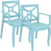 Sunnydaze Tristana Plastic Outdoor Patio Arm Chair - Set of 2 - Blue