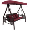 Sunnydaze 3-Person Steel Patio Swing with Side Tables and Canopy - Merlot Sunnydaze 3-Person Steel Patio Swing with Side Tables and Canopy - Merlot