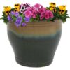 Sunnydaze Studio Ceramic Indoor/Outdoor Planter - Forest Lake Green - 15-Inch