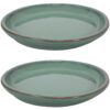 Sunnydaze Ceramic Planter Saucer - Seafoam - 12-Inch - Set of 2 Sunnydaze Ceramic Planter Saucer - Seafoam - 12-Inch - Set of 2