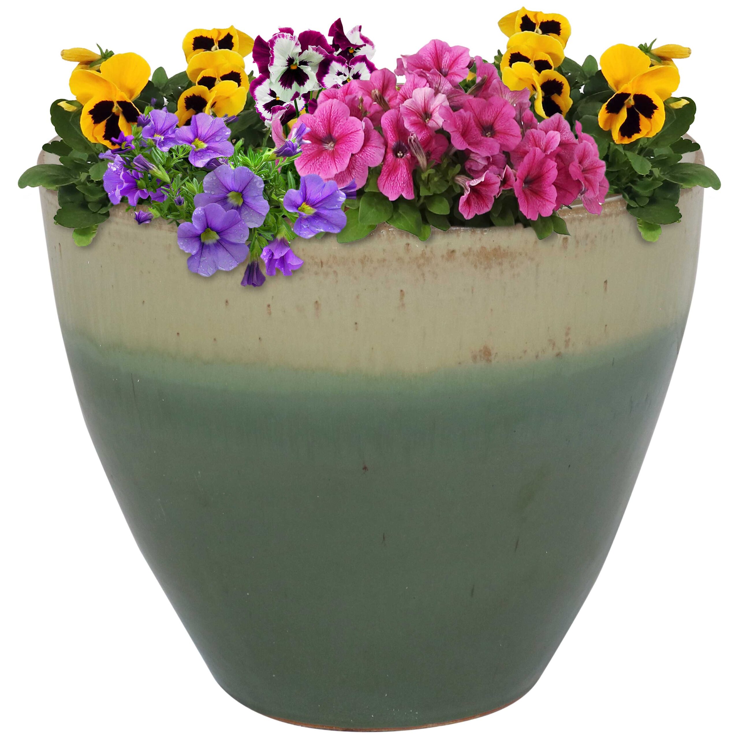 Sunnydaze Resort Ceramic Indoor/Outdoor Planter - Seafoam - 13-Inch