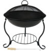 Sunnydaze Raised Black Steel Fire Pit with Spark Screen and Stand - 18-Inch