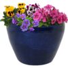 Sunnydaze Chalet Ceramic Indoor/Outdoor Planter - Imperial Blue - 15-Inch
