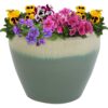 Sunnydaze Chalet Ceramic Indoor/Outdoor Planter - Seafoam - 15-Inch
