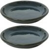 Sunnydaze Ceramic Planter Saucer - Forest Lake Green - 7-Inch - Set of 2