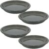 Sunnydaze Ceramic Planter Saucer - Gray - 9-Inch - Set of 4 Sunnydaze Ceramic Planter Saucer - Gray - 9-Inch - Set of 4