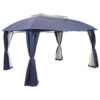 Sunnydaze Soft Top Patio Gazebo - 10x13 Foot Gazebo with Mesh Screen and Privacy Wall - Navy