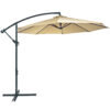Sunnydaze Steel 10-Foot Offset Patio Umbrella with Cantilever, Crank, and Cross Base, 8 Steel Ribs, Beige