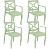 Sunnydaze Tristana Plastic Outdoor Patio Arm Chair - Set of 4 - Green