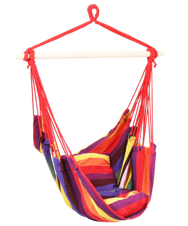 Sunnydaze Hanging Hammock Chair Swing, for Outdoor Use, Max Weight: 265 pounds, Includes 2 Seat Cushions, Sunset
