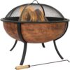 Sunnydaze Copper Finish Raised Outdoor Fire Pit Bowl with Spark Screen - 32-Inch