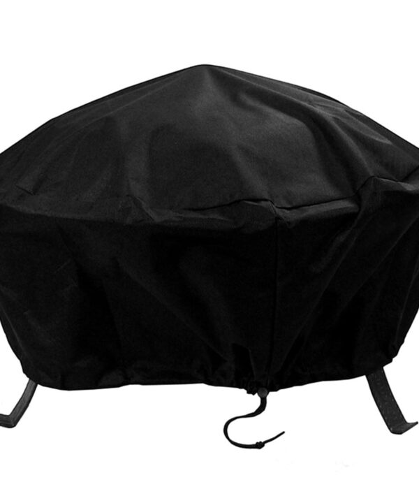 Sunnydaze Heavy-Duty Weather-Resistant Round Fire Pit Cover with Drawstring and Toggle Closure, Size and Color Options Available, Black, 30-inch Diameter