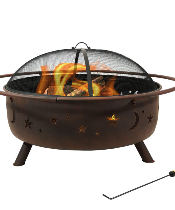 Sunnydaze Cosmic Outdoor Patio Fire Pit with Spark Screen -42-Inch