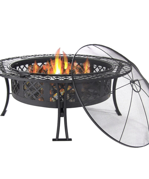 Sunnydaze Diamond Weave Fire Pit with Spark Screen - 40 Inch