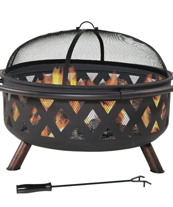 Sunnydaze Black Crossweave Wood Burning Fire Pit - 36-Inch