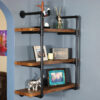 Sunnydaze Industrial Style 3-Tier Wall Bookshelf - Black Pipe Frame - Teak Sunnydaze Industrial Style 3-Tier Wall Bookshelf - Black Pipe Frame - Teak