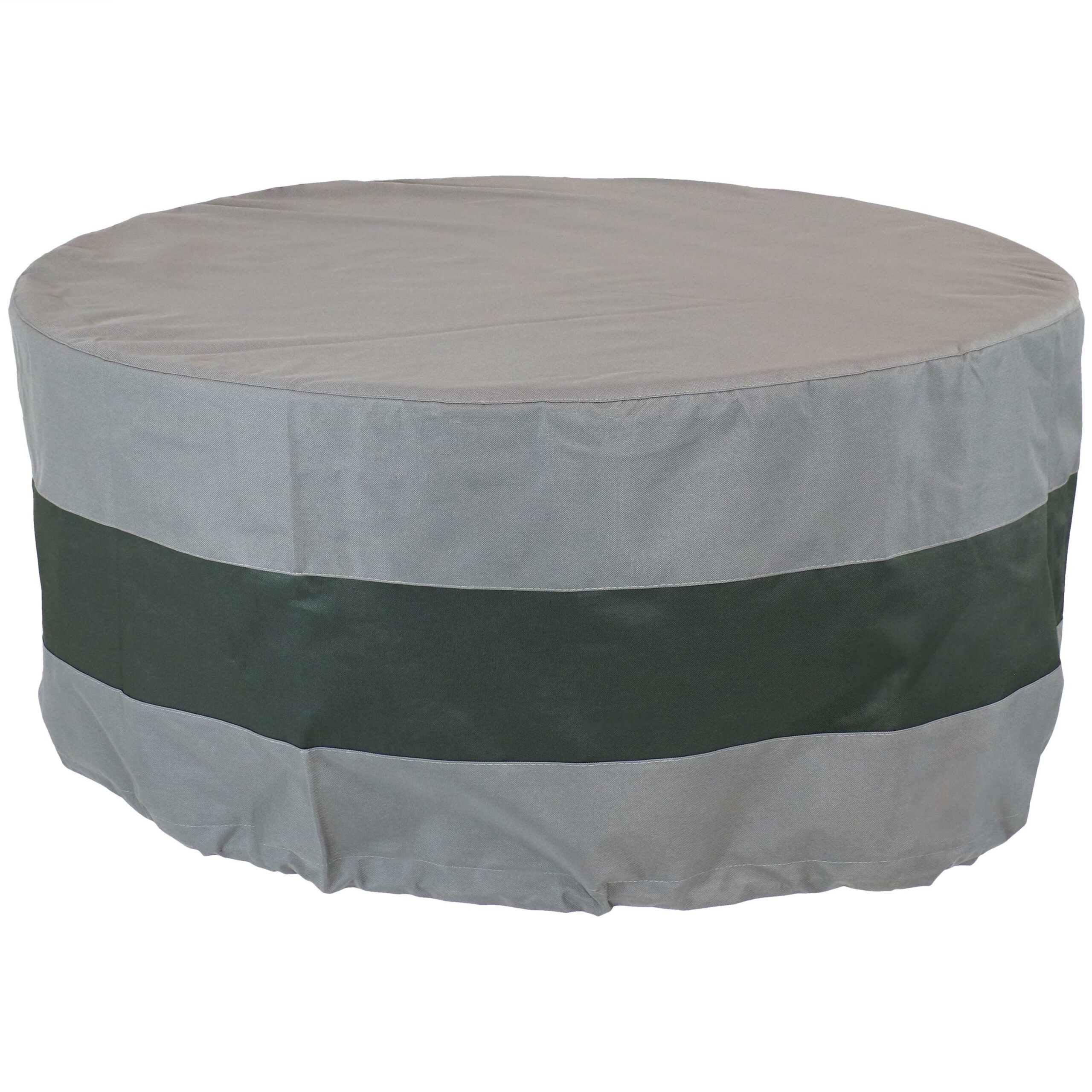 Sunnydaze Round 2-Tone Outdoor Fire Pit Cover - Gray/Green Stripe - 36-Inch