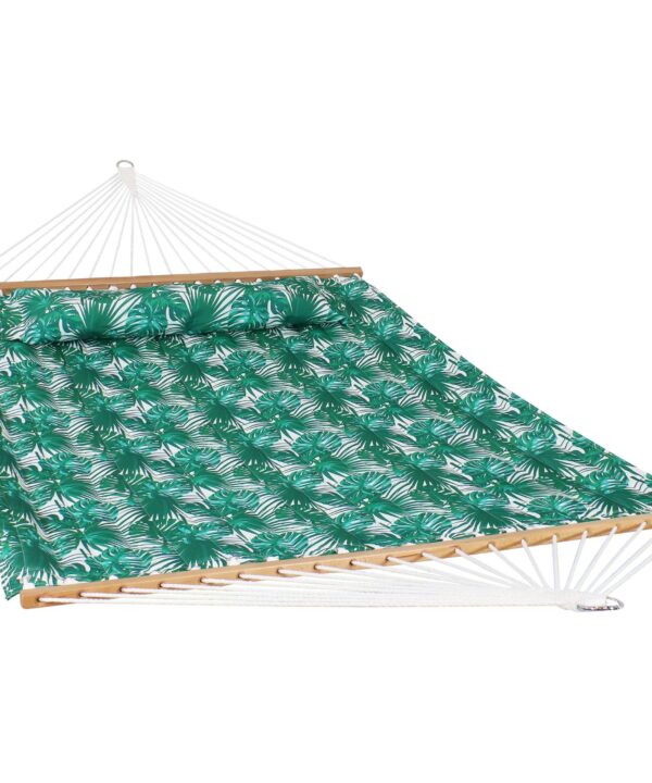 Sunnydaze Spreader Bar Hammock - Green Palm Leaves