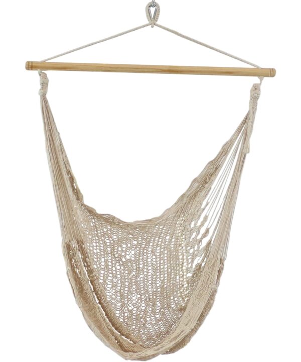 Sunnydaze Large Mayan Hammock Chair, Comfortable Hanging Swing Seat Cotton/Nylon Rope, Lightweight, Natural