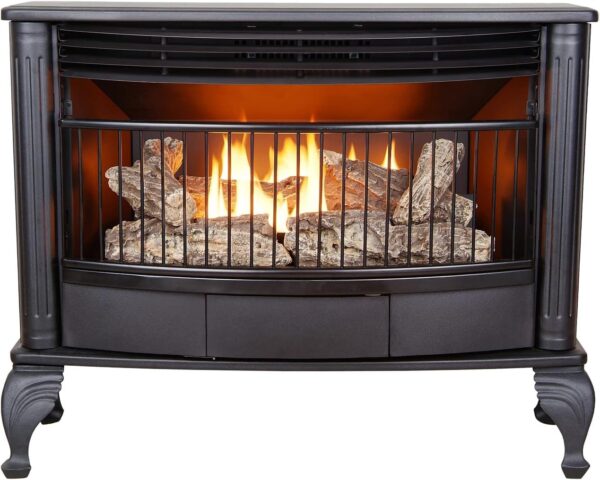 ProCom Ventless 25,000 BTU Space Saving Free Standing Dual Fuel Fireplace with Built In Thermostat